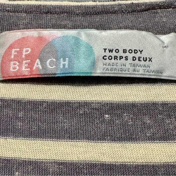 FP Beach | Free People Stripe Oversized Dropped Shoulder Scoop Neckline Boho Top - Picture 8 of 9